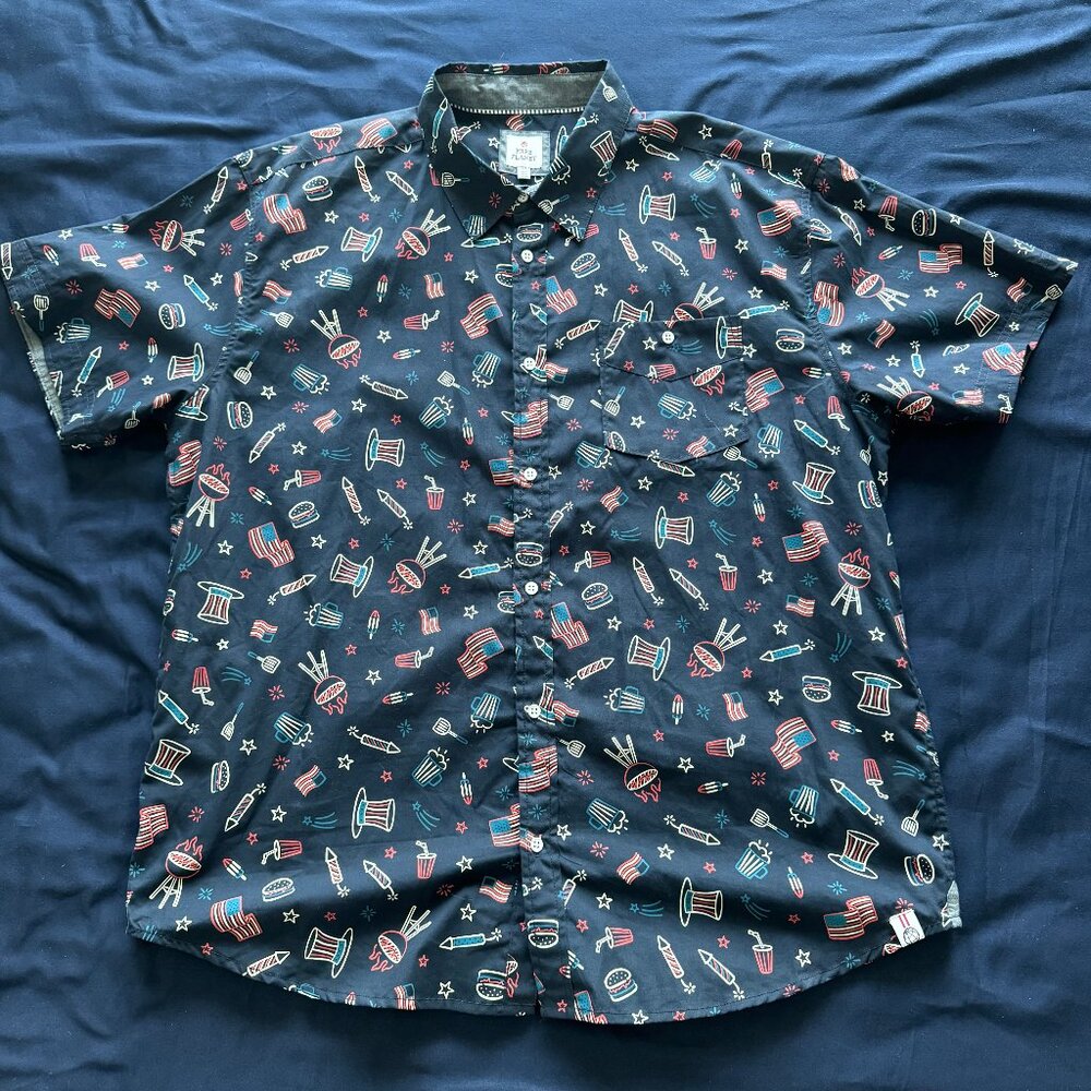 Mens patriotic button down shirt